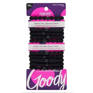 Goody Ouchless Forever Hair Elastics, 10 Ct, Black