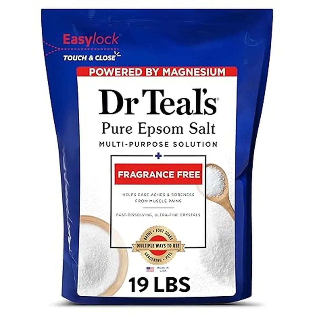 Dr Teal's Pure Epsom Salt Bulk Magnesium Sulfate USP, Fragrance Free, 19 lbs